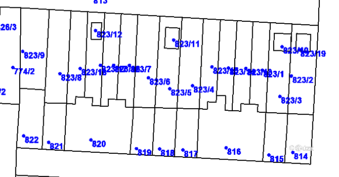 Parcela st. 823/5 v KÚ Nýřany, Katastrální mapa