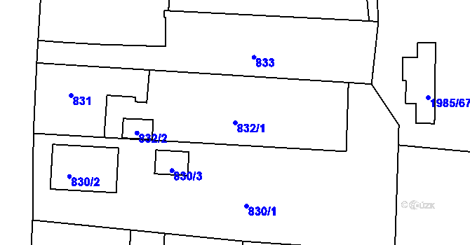 Parcela st. 832/1 v KÚ Nýřany, Katastrální mapa
