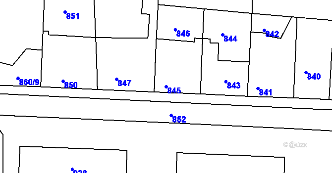 Parcela st. 845 v KÚ Nýřany, Katastrální mapa