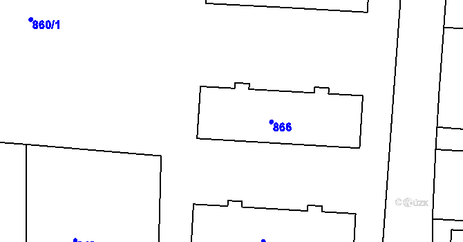 Parcela st. 865 v KÚ Nýřany, Katastrální mapa