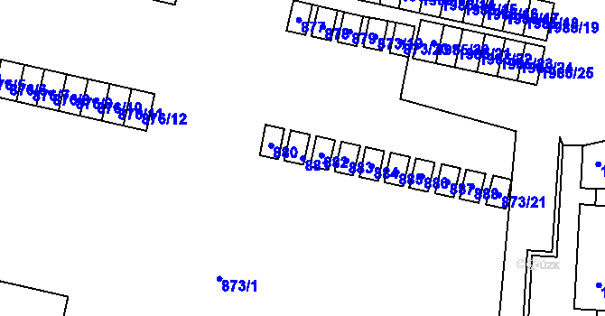 Parcela st. 881 v KÚ Nýřany, Katastrální mapa