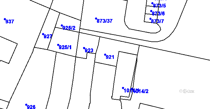 Parcela st. 921 v KÚ Nýřany, Katastrální mapa