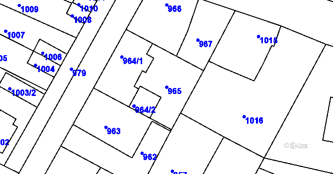 Parcela st. 965 v KÚ Nýřany, Katastrální mapa