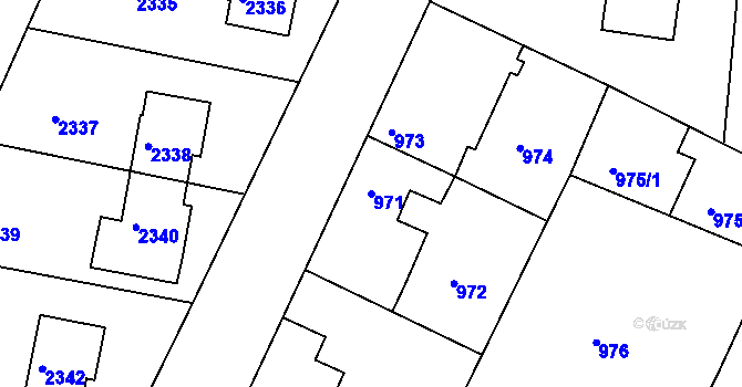 Parcela st. 971 v KÚ Nýřany, Katastrální mapa