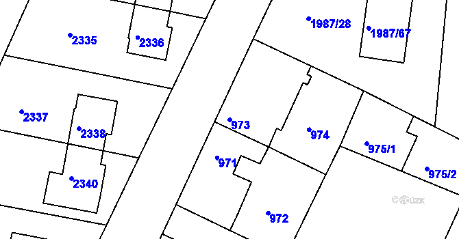 Parcela st. 973 v KÚ Nýřany, Katastrální mapa