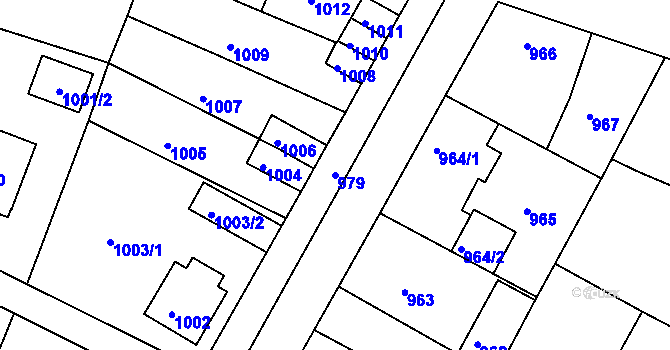 Parcela st. 979 v KÚ Nýřany, Katastrální mapa