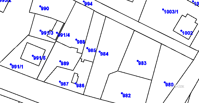 Parcela st. 984 v KÚ Nýřany, Katastrální mapa