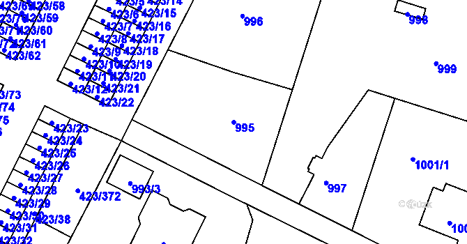 Parcela st. 995 v KÚ Nýřany, Katastrální mapa