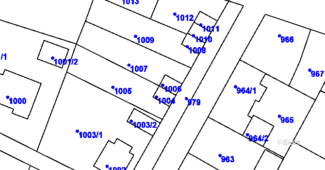 Parcela st. 1006 v KÚ Nýřany, Katastrální mapa