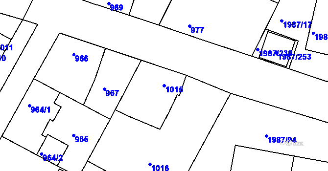 Parcela st. 1015 v KÚ Nýřany, Katastrální mapa