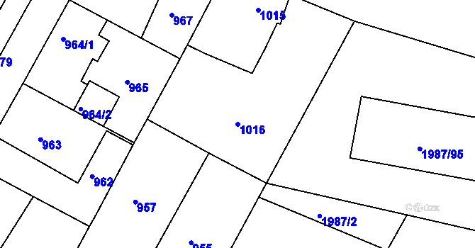 Parcela st. 1016 v KÚ Nýřany, Katastrální mapa
