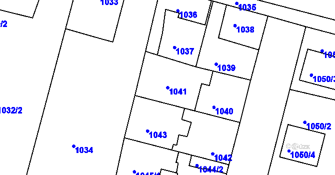 Parcela st. 1041 v KÚ Nýřany, Katastrální mapa
