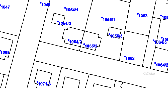 Parcela st. 1055/2 v KÚ Nýřany, Katastrální mapa