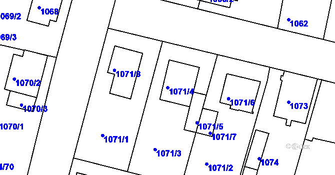 Parcela st. 1071/4 v KÚ Nýřany, Katastrální mapa
