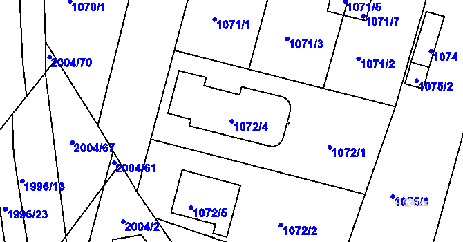 Parcela st. 1072/4 v KÚ Nýřany, Katastrální mapa
