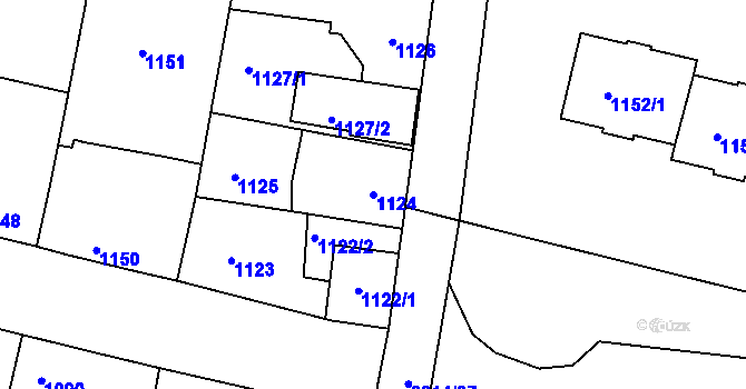 Parcela st. 1124 v KÚ Nýřany, Katastrální mapa