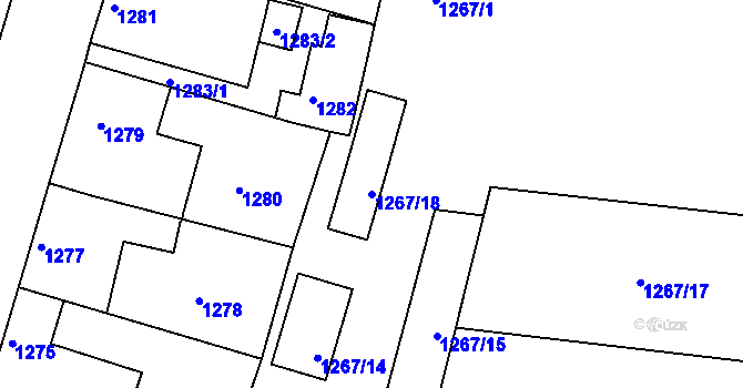 Parcela st. 1267/18 v KÚ Nýřany, Katastrální mapa