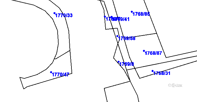 Parcela st. 1769/4 v KÚ Nýřany, Katastrální mapa