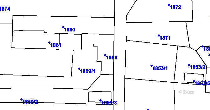 Parcela st. 1860 v KÚ Nýřany, Katastrální mapa