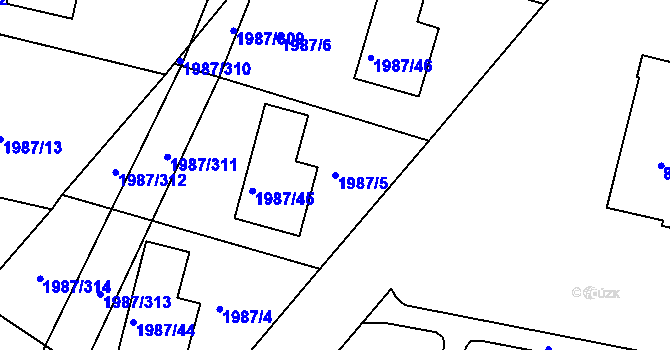 Parcela st. 1987/5 v KÚ Nýřany, Katastrální mapa