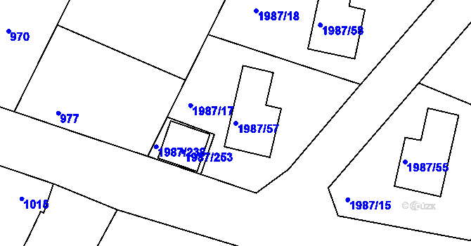 Parcela st. 1987/57 v KÚ Nýřany, Katastrální mapa