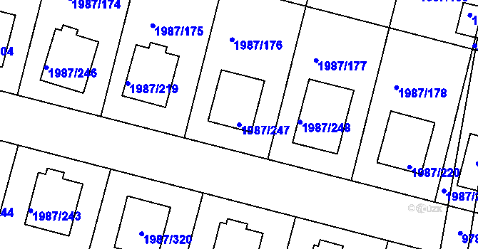 Parcela st. 1987/247 v KÚ Nýřany, Katastrální mapa