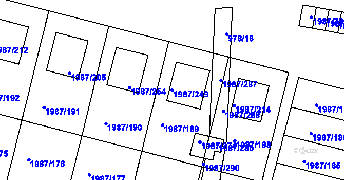 Parcela st. 1987/249 v KÚ Nýřany, Katastrální mapa