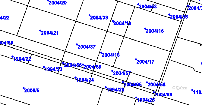 Parcela st. 2004/18 v KÚ Nýřany, Katastrální mapa