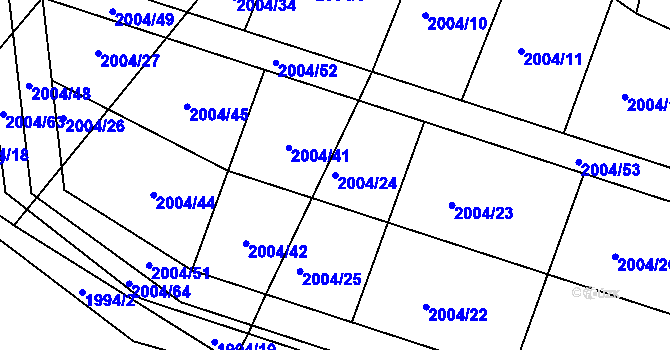 Parcela st. 2004/24 v KÚ Nýřany, Katastrální mapa