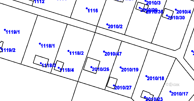 Parcela st. 2010/20 v KÚ Nýřany, Katastrální mapa