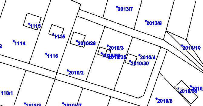 Parcela st. 2010/29 v KÚ Nýřany, Katastrální mapa