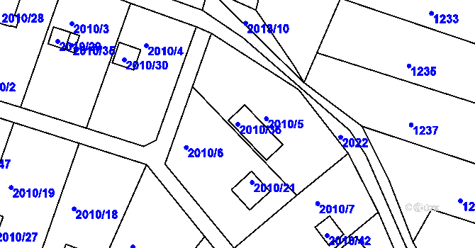 Parcela st. 2010/36 v KÚ Nýřany, Katastrální mapa