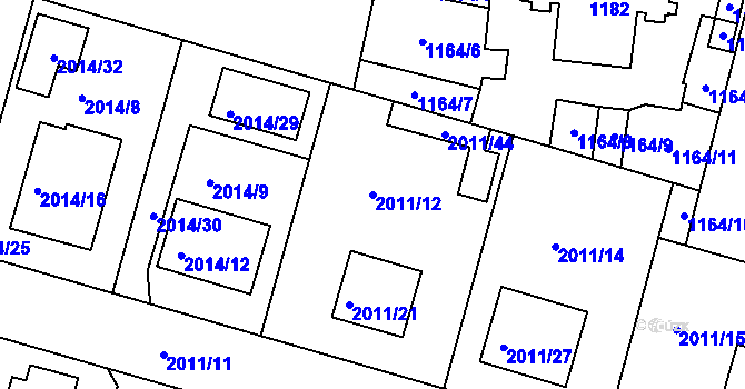 Parcela st. 2011/12 v KÚ Nýřany, Katastrální mapa