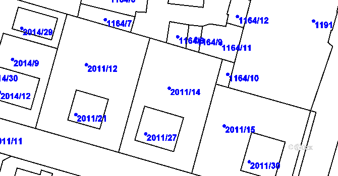 Parcela st. 2011/14 v KÚ Nýřany, Katastrální mapa