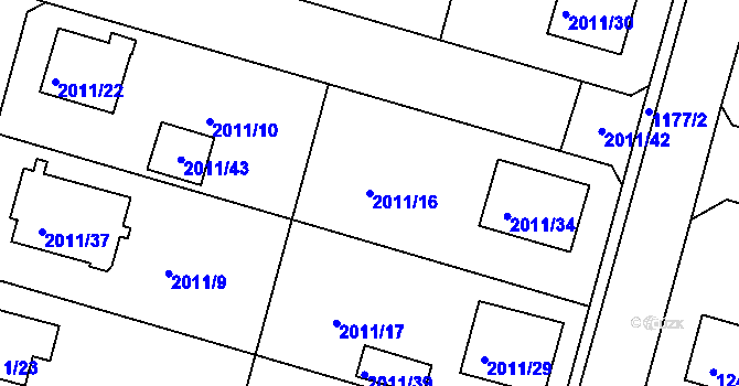 Parcela st. 2011/16 v KÚ Nýřany, Katastrální mapa