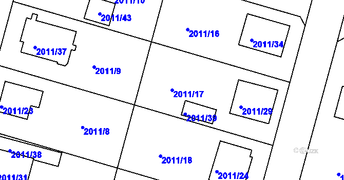 Parcela st. 2011/17 v KÚ Nýřany, Katastrální mapa