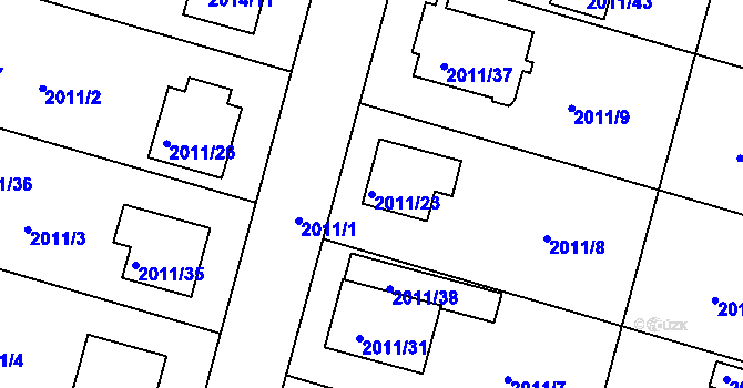 Parcela st. 2011/23 v KÚ Nýřany, Katastrální mapa