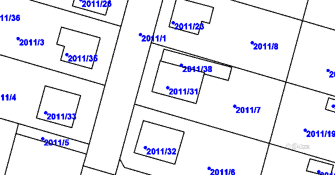 Parcela st. 2011/31 v KÚ Nýřany, Katastrální mapa