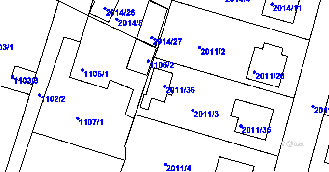 Parcela st. 2011/36 v KÚ Nýřany, Katastrální mapa
