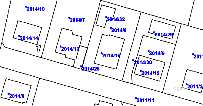 Parcela st. 2014/16 v KÚ Nýřany, Katastrální mapa