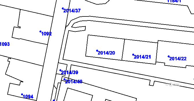 Parcela st. 2014/20 v KÚ Nýřany, Katastrální mapa