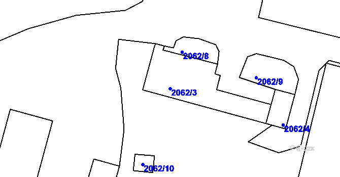 Parcela st. 2062/3 v KÚ Nýřany, Katastrální mapa