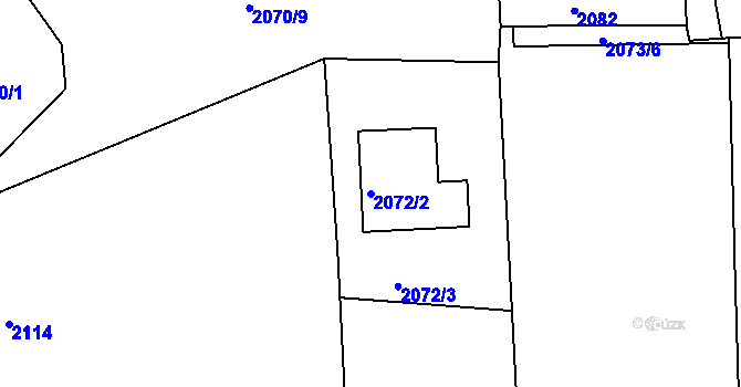 Parcela st. 2072/2 v KÚ Nýřany, Katastrální mapa