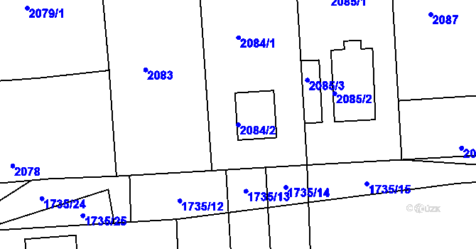Parcela st. 2084/2 v KÚ Nýřany, Katastrální mapa