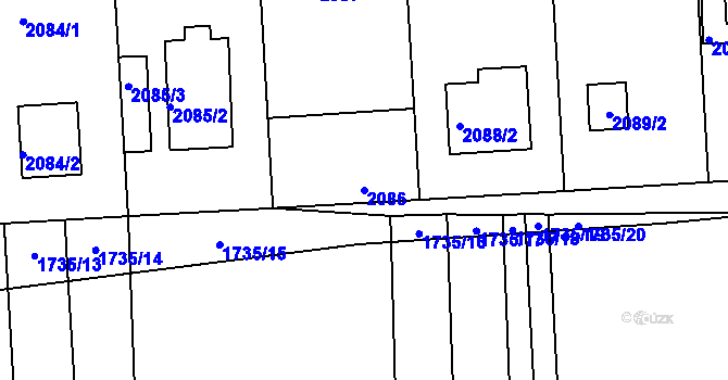 Parcela st. 2086 v KÚ Nýřany, Katastrální mapa