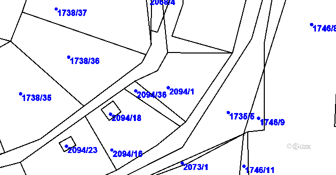 Parcela st. 2094/1 v KÚ Nýřany, Katastrální mapa
