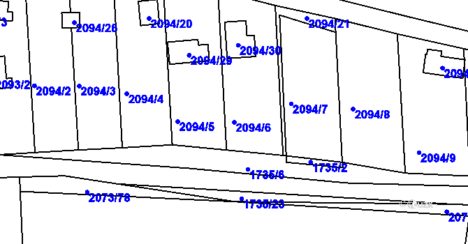 Parcela st. 2094/6 v KÚ Nýřany, Katastrální mapa