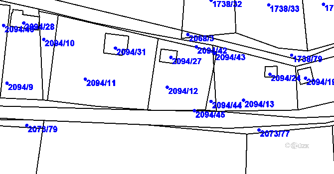 Parcela st. 2094/12 v KÚ Nýřany, Katastrální mapa