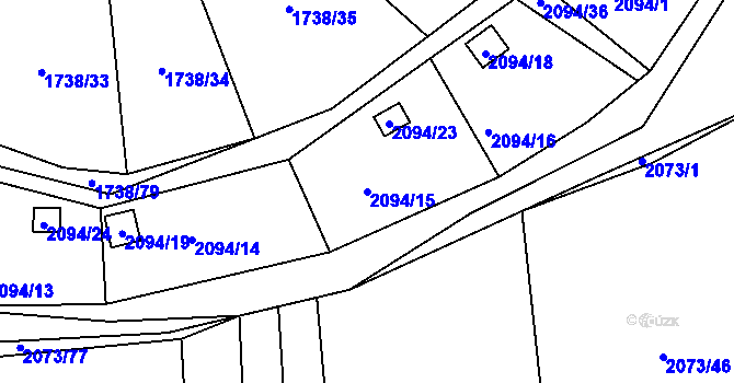Parcela st. 2094/15 v KÚ Nýřany, Katastrální mapa