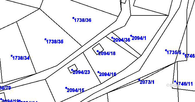 Parcela st. 2094/18 v KÚ Nýřany, Katastrální mapa